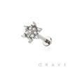 MULTI CZ SNOW FLAKE TOP THREADLESS (PUSH IN) 316L SURGICAL STEEL LABRET SET